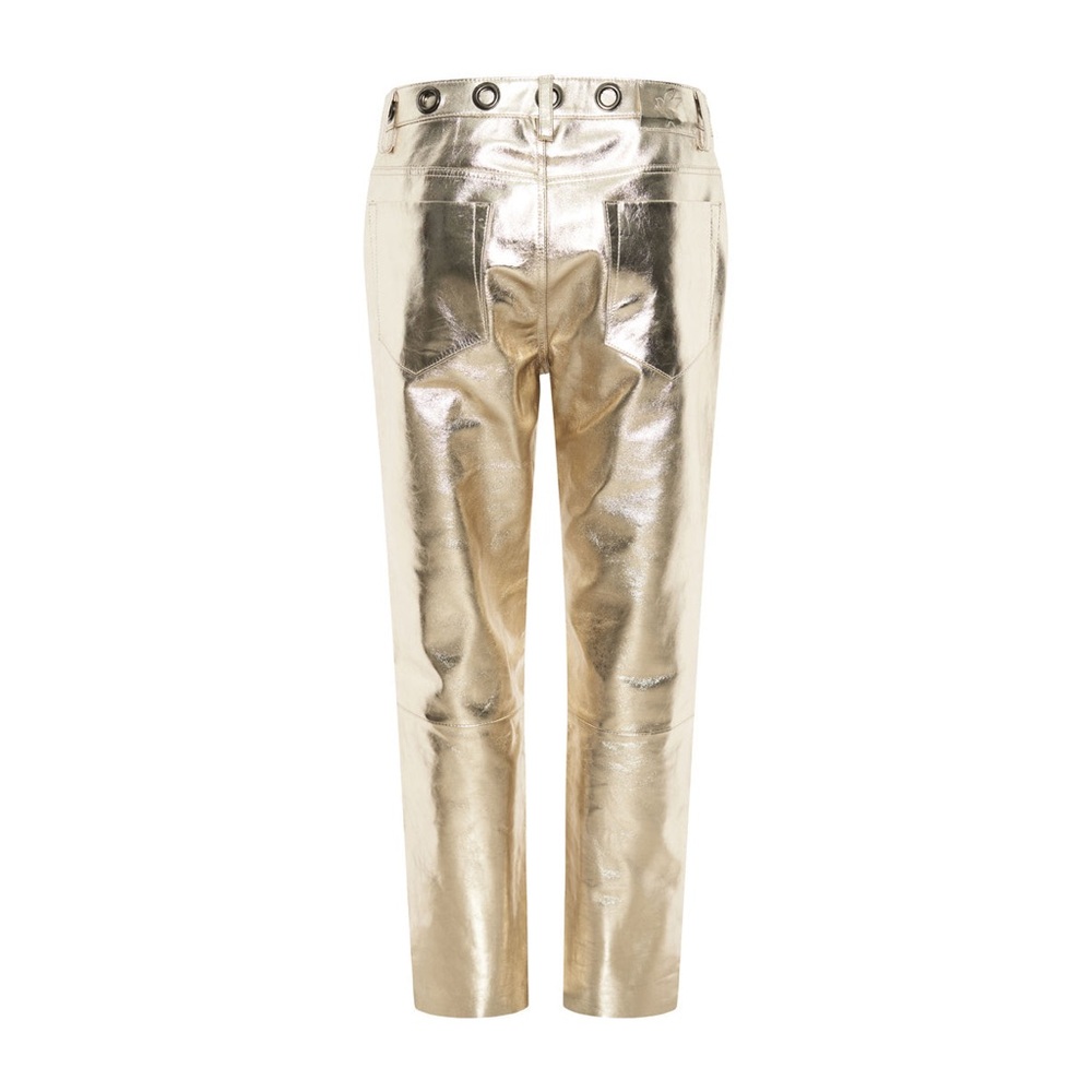 One Teaspoon - Gold 100% Sheepskin Leather Pants (Size M) - Picture 9 of 16